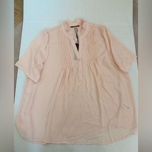 T Tahari Light Pink Pleated Blouse